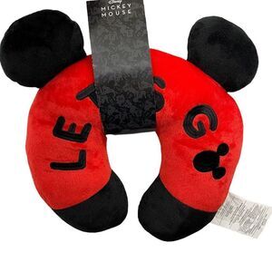 Disney Parks Mickey Mouse LETS GO Travel Neck Pillow Adult‎ Mickey Ears Vacation